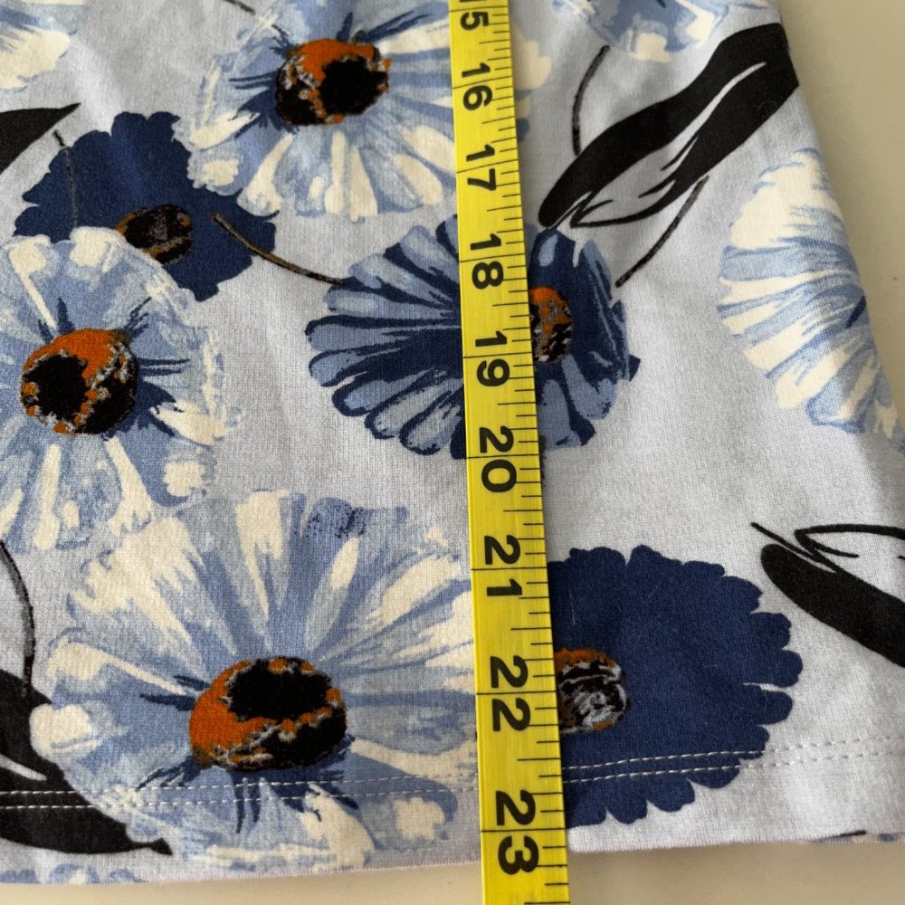 Ann Taylor Floral Knit Blue/Orange Top Blouse Shirt Long Bell Sleeves Sz Small - Picture 8 of 9